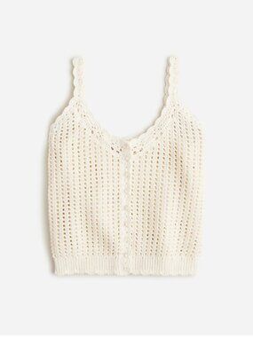 NWT Sealed J.Crew Ivory Crochet button Up Sweater Tank Size XL